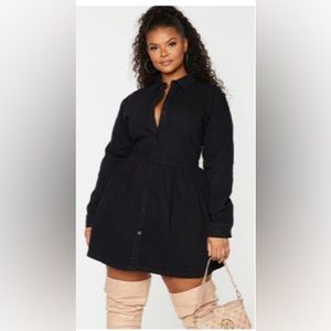 Black Demin skater dress PrettyLitteThing